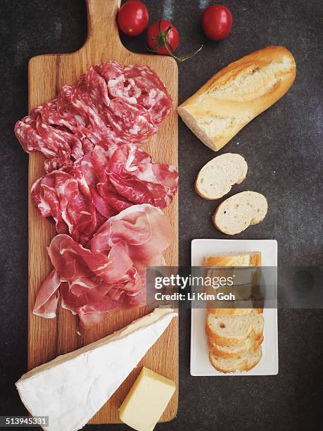 european breakfasts - charcutería-italiana fotografías e imágenes de stock