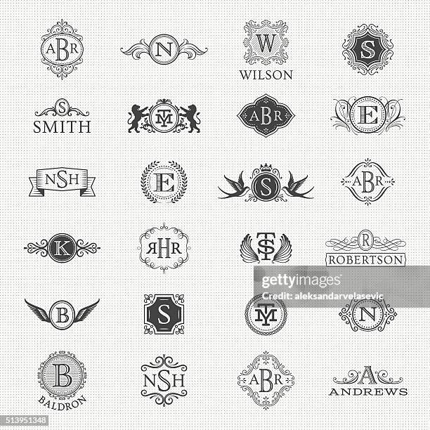 collection of monogram designs - calligraphy stock illustrations