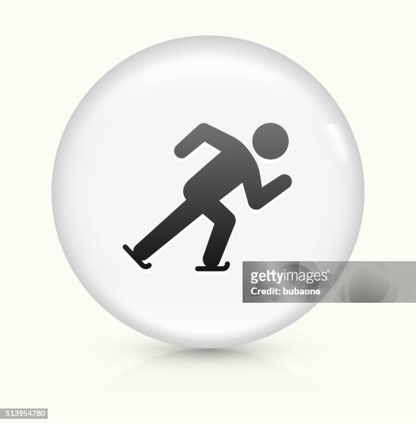 speed skating icon on white round vector button - qualification round stock illustrations