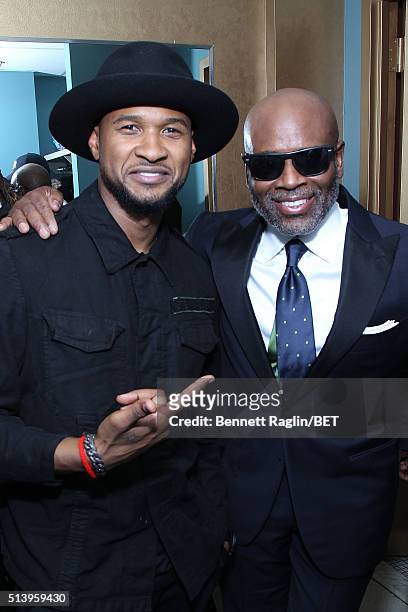 Singer-songwriter Usher and honoree L.A. Reid attend BET Honors 2016 at Warner Theatre on March 5, 2016 in Washington, DC.