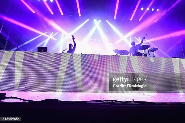 Big Gigantic performs on stage at the Okeechobee Music & Arts Festival, Day 3, on March 5, 2016 in Okeechobee, Florida.