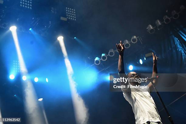 Kendrick Lamar performs on stage at the Okeechobee Music & Arts Festival, Day 3, on March 5, 2016 in Okeechobee, Florida.