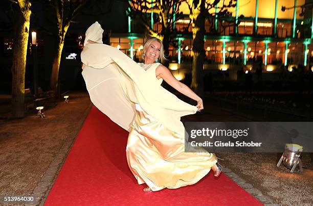 Jennifer Knaeble wearing a dress by 'unique' during the Spring Ball Frankfurt 2016 on March 5, 2016 at Palmengarten in Frankfurt am Main, Germany.