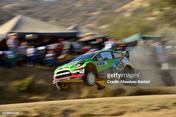 Benito Guerra of Messico and Borja Rozada of Spain compete in their Ford Fiesta RS WRC during Day Two of the WRC Mexico on March 5, 2016 in Leon,...
