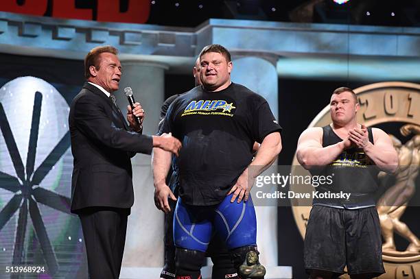 Strongman Dimitar Savatinov competes in the Strongman Classic at the Arnold Sports Festival 2016 on March 5, 2016 in Columbus, Ohio.