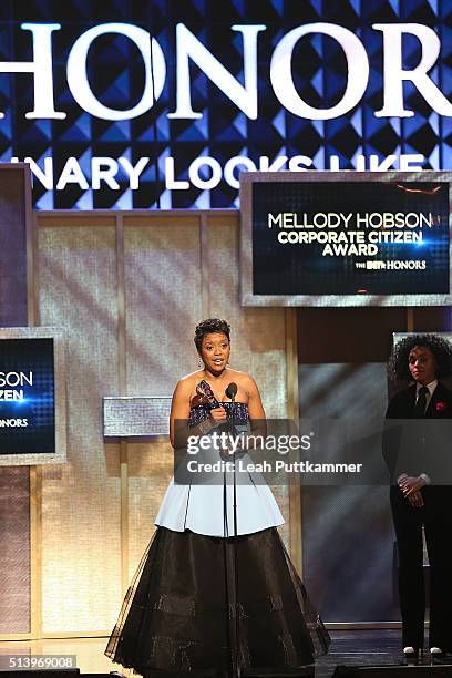 Honoree Mellody Hobson receives an award at the BET Honors 2016 at Warner Theatre on March 5, 2016 in Washington, DC.