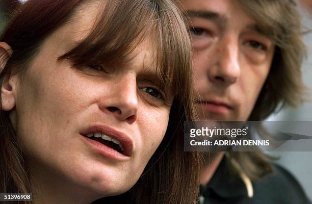 Sara and Michael Payne, parents of murdered child Sarah Payne, speak to the media after a meeting at Times International Newspapers headquarters in...