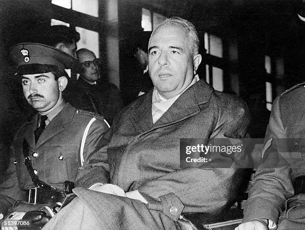 Dr Max Merten attends his trial in Athens in 1959. Dr Max Merten, counselor to the military governor installed by Germany in occupied Greece, was in...