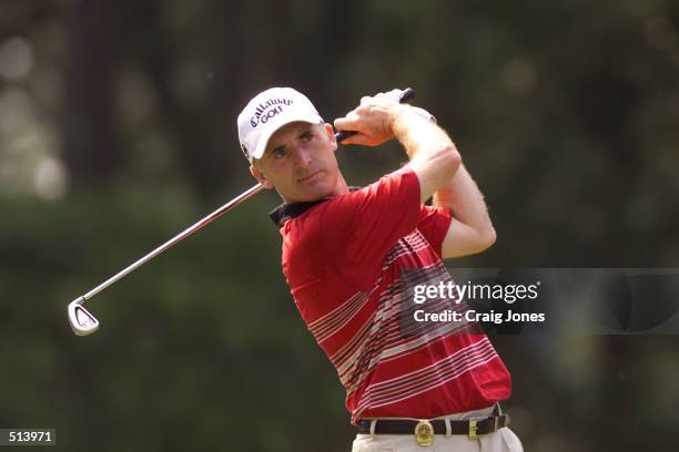 Phillip Price of Wales hits a shot during the second round of the PGA Championship at the Atlanta Athletic Club in Duluth, GA. DIGITAL IMAGE....