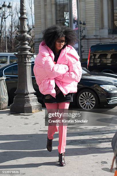 Fashion Editor of Wonderland magazine Julia Sarr Jamois on day 2 during Paris Fashion Week Autumn/Winter 2016/17 on March 2, 2016 in Paris, France....
