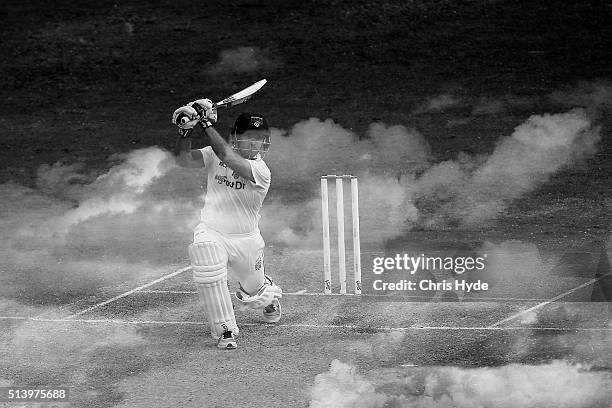 Chris Hartley of Queensland bats during day two of the Sheffield Shield match between Queensland and Victoria at The Gabba on March 6, 2016 in...