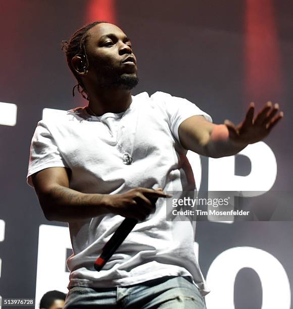 Kendrick Lamar performs during the Okeechobee Music & Arts Festival on March 5, 2016 in Okeechobee, Florida.