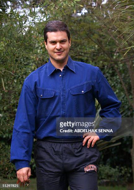 Prince Hicham, cousin of Moroccan King Mohammed VI, poses at home in Rabat, March 2000. Le prince Hicham, cousin du roi du Maroc Mohammed VI, pose...