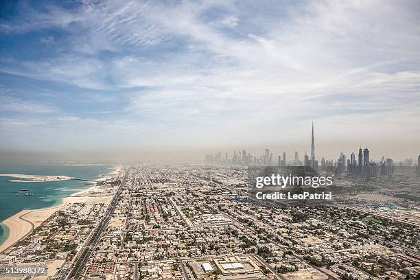 dubai downtown skyscrapers and office buildings - dubai aerial stock pictures, royalty-free photos & images