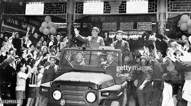 From left: Mao Zedong , leading theorist of the Chinese communist revolution, chairman of the party and President of the Republic, and Lin Piao ,...