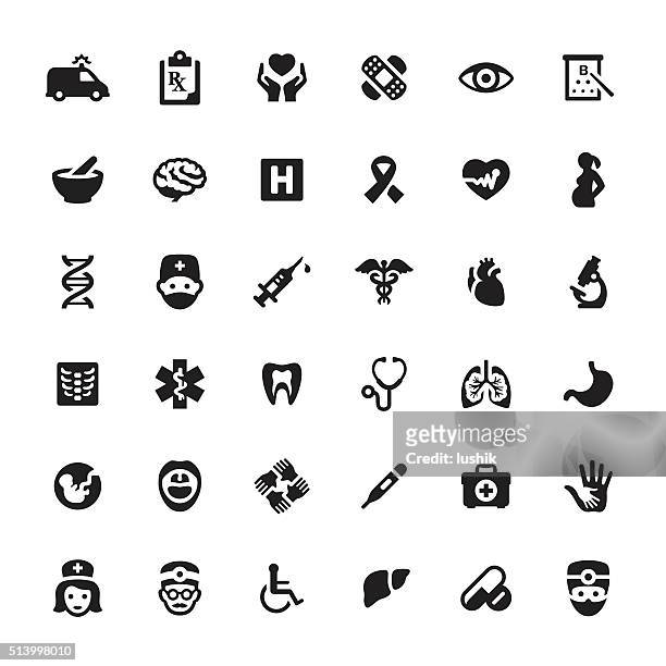 healthcare and medicine vector symbols and icons - fetus heart stock illustrations