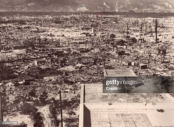 File photo dated 1945 of the devastated city of Hiroshima after the first atomic bomb was dropped by a U.S. Air Force B-29, 06 August 1945.