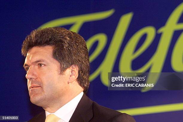 Spanish telecom company Telefonica chairman Juan Villalonga gives a press conference at the headquarter of Telefonica, in Madrid 30 June 1999....