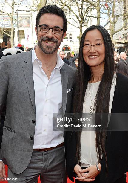 Co-Directors Alessandro Carloni and Jennifer Yuh Nelson attend the European Premiere of "Kung Fu Panda 3" at Odeon Leicester Square on March 6, 2016...