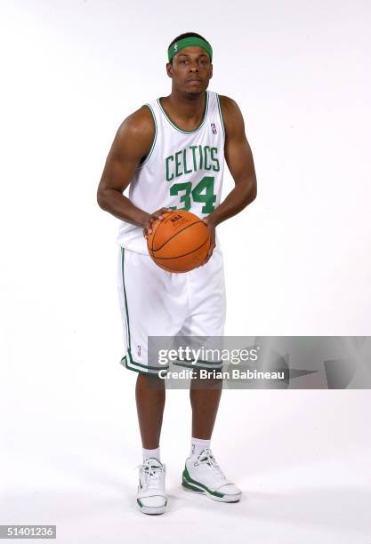 Paul Pierce of the Boston Celtics poses for a portrait during NBA Media Day on October 4, 2004 in Boston, Massachusetts. NOTE TO USER: User expressly...