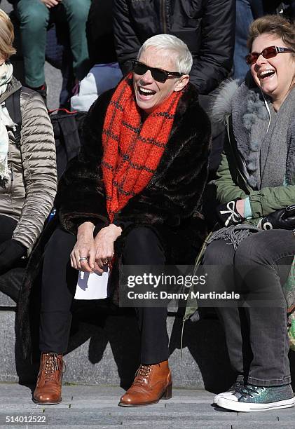 Annie Lennox lead activists, politicians and 21 century suffragettes to 'Walk In Her Shoes' on March 6, 2016 in London, England.