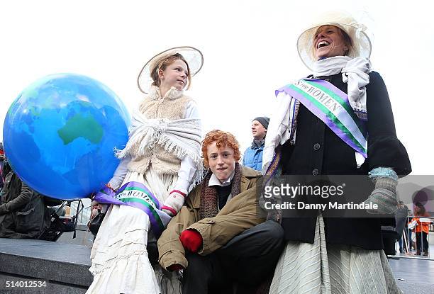 Century suffragettes attend the 'Walk In Her Shoes' march on March 6, 2016 in London, England.