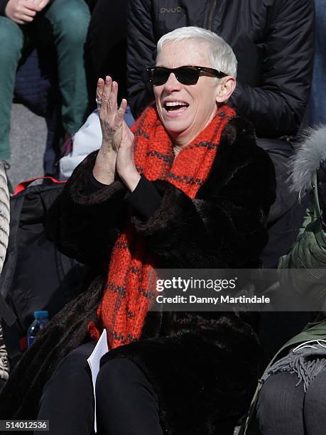 Annie Lennox lead activists, politicians and 21 century suffragettes to 'Walk In Her Shoes' on March 6, 2016 in London, England.