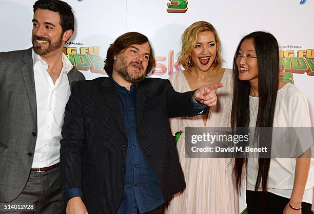 Director Alessandro Carloni, Jack Black, Kate Hudson and Director Jennifer Yuh Nelson attend the European Premiere of "Kung Fu Panda 3" at Odeon...