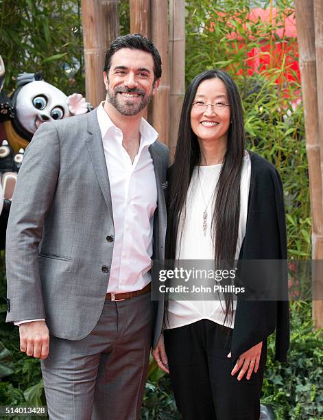 Alessandro Carloni and Jennifer Yuh Nelson arrive for the european premiere of 'Kung Fu Panda 3' at Odeon Leicester Square on March 6, 2016 in...