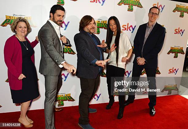 Bonnie Arnold, Co-President of Feature Animation at DreamWorks, director Alessandro Carloni, Jack Black, Director Jennifer Yuh Nelson and...