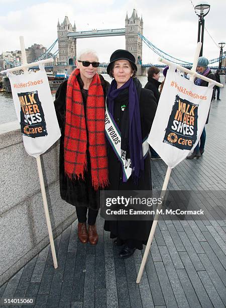 Annie Lennox and Helen Pankhurst Take Part In 'Walk In Her Shoes' on March 6, 2016 in London, England.