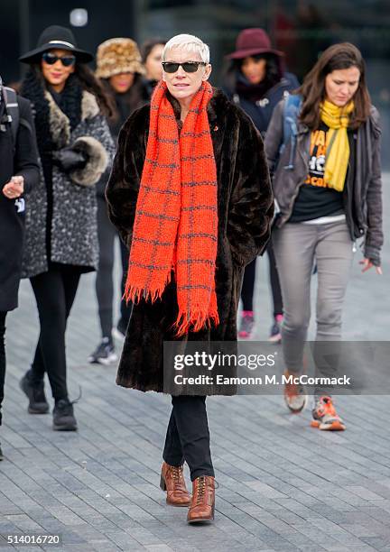 Annie Lennox, takes Part In 'Walk In Her Shoes' on March 6, 2016 in London, England.