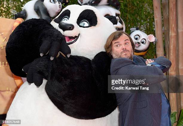 Jack Black arrives for the European premiere of 'Kung Fu Panda 3' at Odeon Leicester Square on March 6, 2016 in London, England.