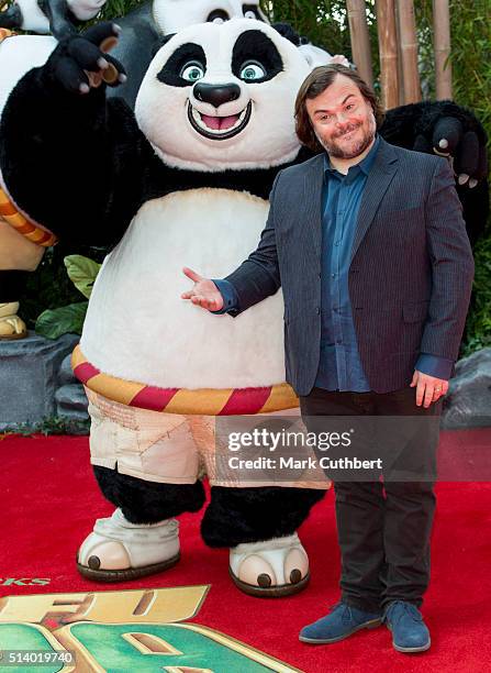 Jack Black arrives for the european premiere of 'Kung Fu Panda 3' at Odeon Leicester Square on March 6, 2016 in London, England.