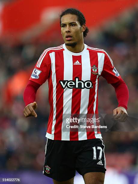 Virgil van Dijk of Southampton during the Barclays Premier League match between Southampton and Sunderland at St Mary's Stadium on March 5, 2016 in...