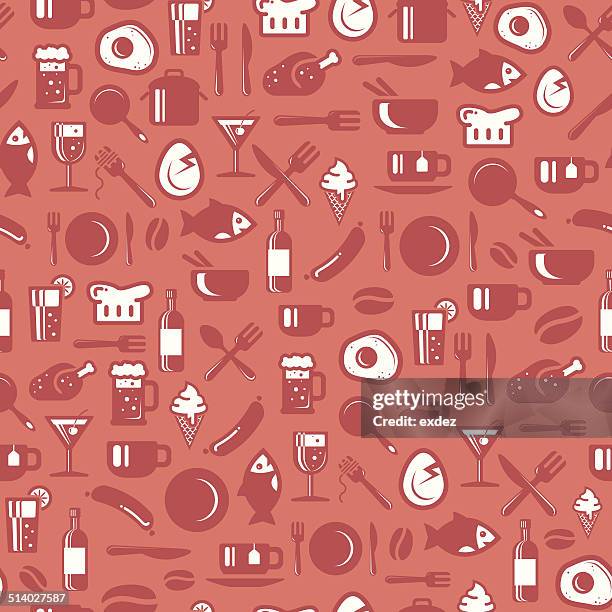 seamless pattern for cafe - chef hat stock illustrations