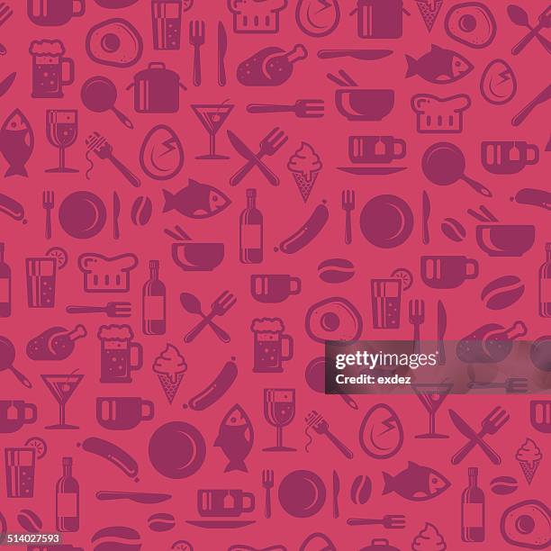 seamless pattern for cafe - bird chefs hat stock illustrations