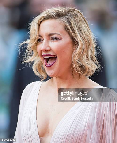 Kate Hudson arrives for the european premiere of 'Kung Fu Panda 3' at Odeon Leicester Square on March 6, 2016 in London, England.