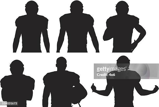 various views of american football player - american football player back stock illustrations