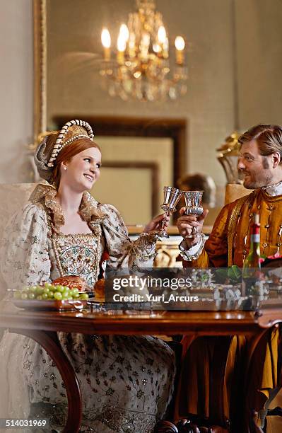 enjoying the perks of royal birth - medieval royalty stock pictures, royalty-free photos & images