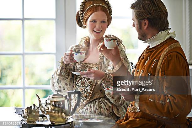 this is the most marvelous tea m'lady - queen royal person stock pictures, royalty-free photos & images