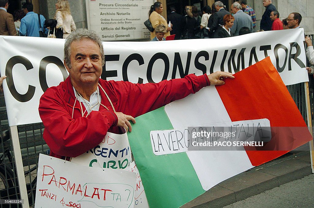 Consumers and employees protest in front