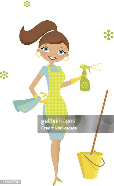 illustrazioni stock, clip art, cartoni animati e icone di tendenza di eco casalinga - maid