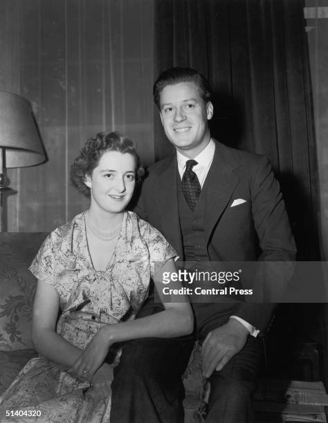 Viscount Althorp, son of the Earl and Countess Spencer, with his fiancee, eighteen year old Hon Frances Roche, daughter of Lord and Lady Fermoy, on...