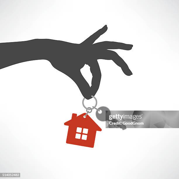 stockillustraties, clipart, cartoons en iconen met house key - woning huren