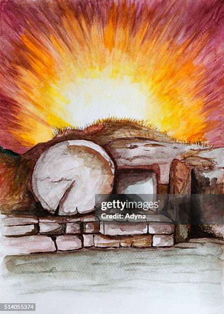 resurrection - empty tomb stock illustrations