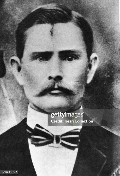 Portrait of American outlaw Jesse James , late 1870s. He and his brother Frank led a gang of criminals who commited a string of murders and robberies...