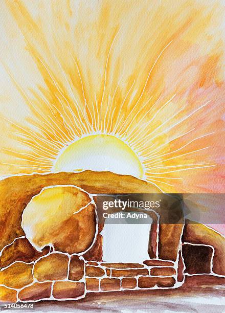 das grab - easter morning ressurection stock-grafiken, -clipart, -cartoons und -symbole