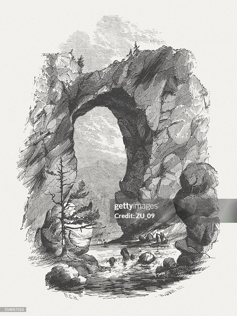 Natural Bridge, Virginia, USA, wood engraving, published in 1880