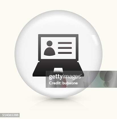 Computer Contact Info icon on white round vector button Computer Contact Info icon on white round vector button